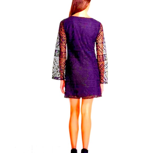 Lace long sleeve purple dress - Picture 2 of 2